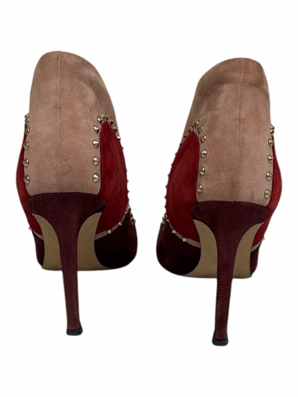 Sam Edelman Studded Suede Pumps Size 7.5 Burgundy Red Blush Stiletto Heels - Picture 5 of 7